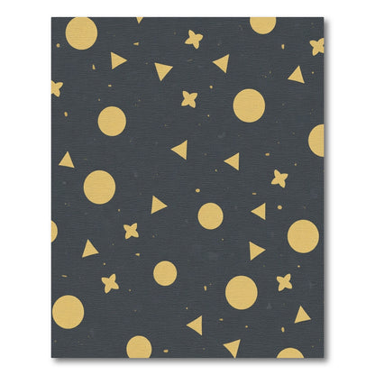 Golden Geometric Shapes Scattered Rug