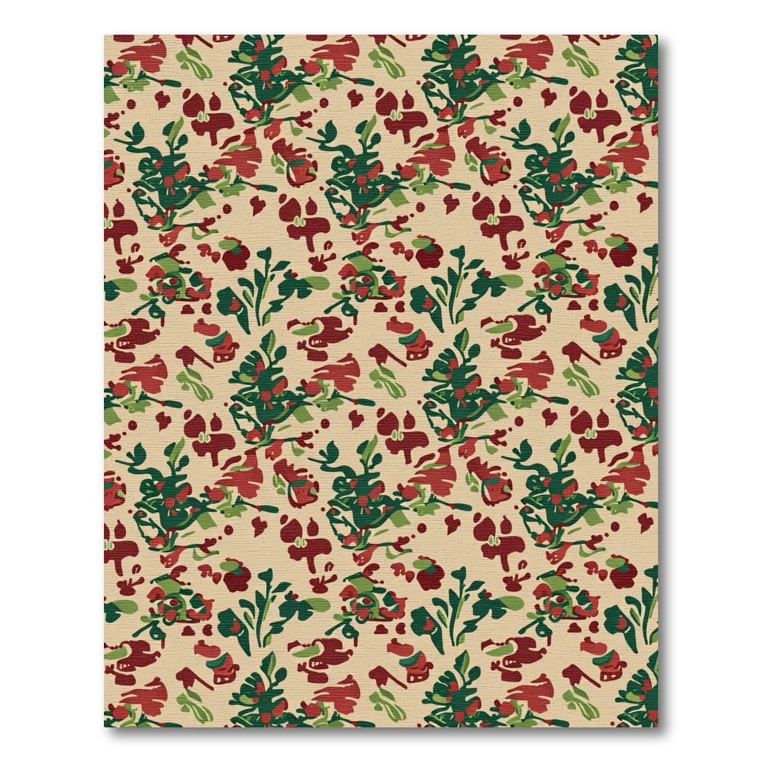 Abstract Red Green Floral Blend Rug