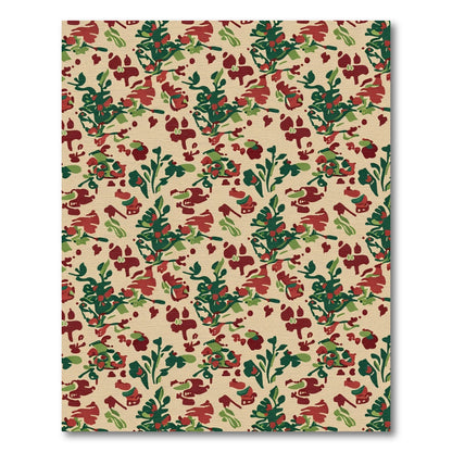 Abstract Red Green Floral Blend Rug