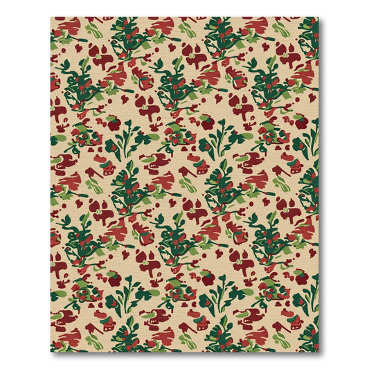 Abstract Red Green Floral Blend Rug