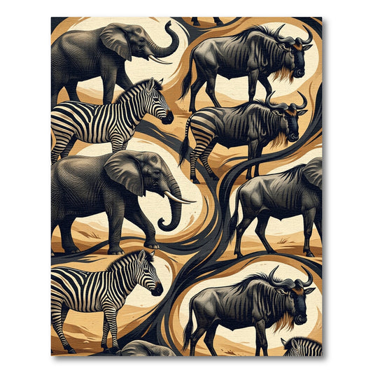 Serene Serengeti Animal Safari Earthly Tones Rug