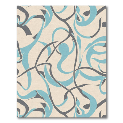 Beige Sky Blue Gray Curvy Swirls Rug