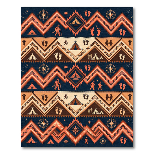 Navajo Inspired Orange Tribal Footprints Rug