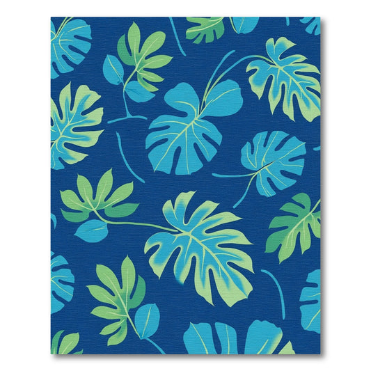 Tropical Blue Green Leaf Arrangement Rug