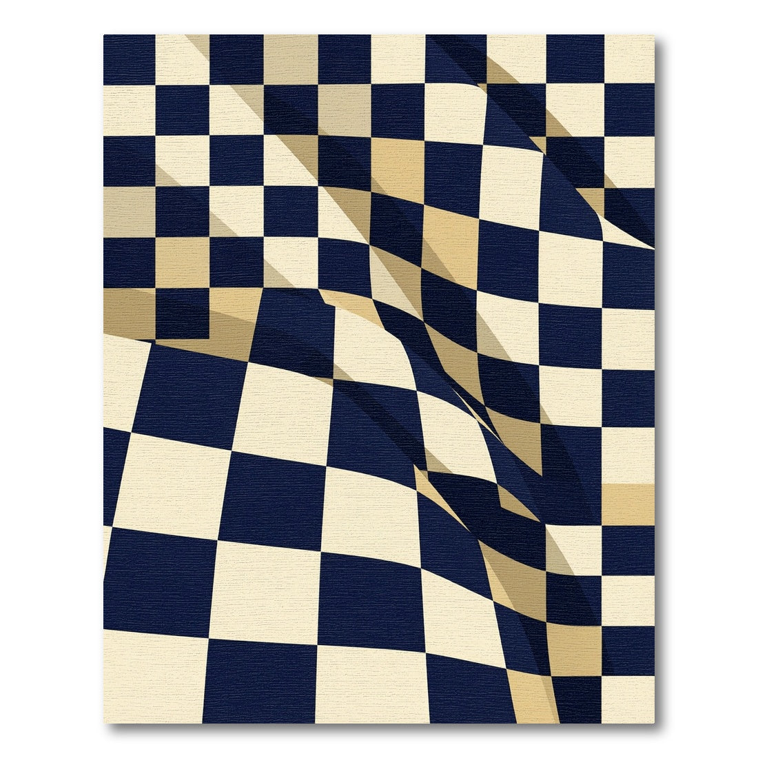 Navy Cream Checkered Grid Rug