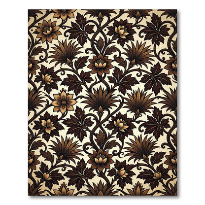 Golden Brown Victorian Botanical Swirl Rug