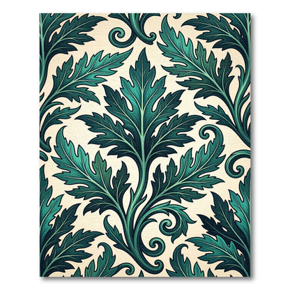 Dark Emerald Acanthus Leaf Botanical Rug