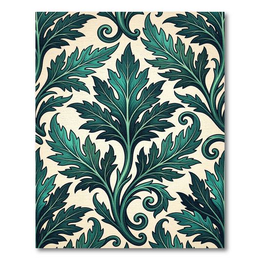 Dark Emerald Acanthus Leaf Botanical Rug