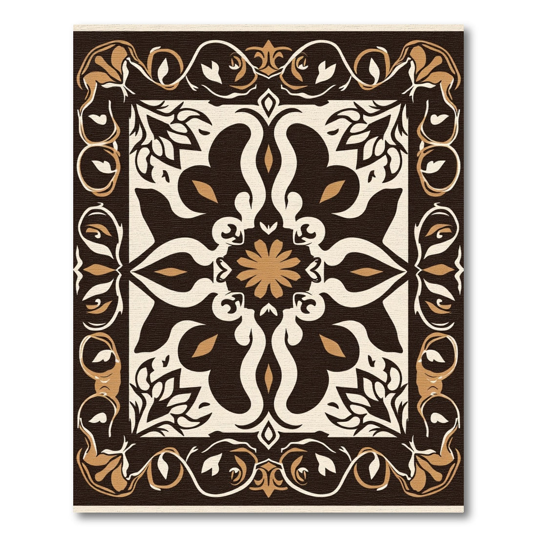 Intricate Camel Cream Brown Mandala Rug
