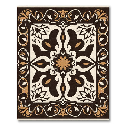 Intricate Camel Cream Brown Mandala Rug