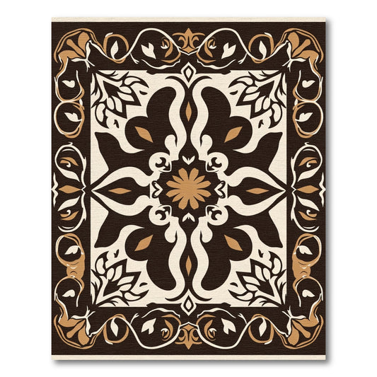Intricate Camel Cream Brown Mandala Rug