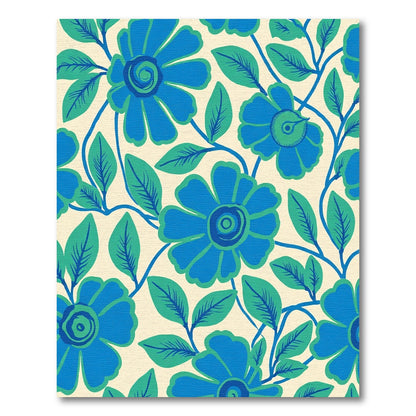 Bold Blue Floral Vine Composition Rug