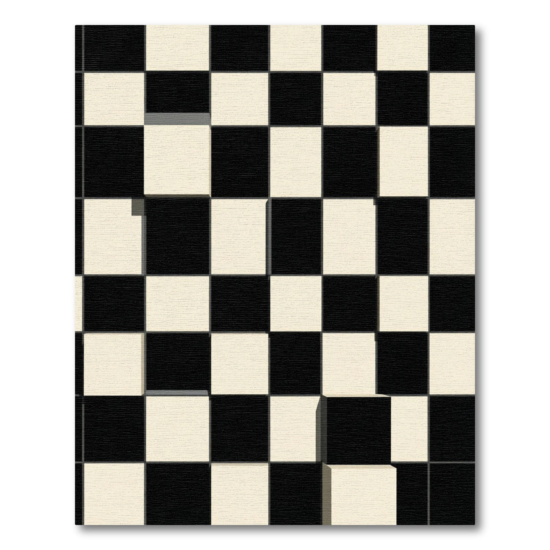 Black White Checkerboard Square Op Art Rug