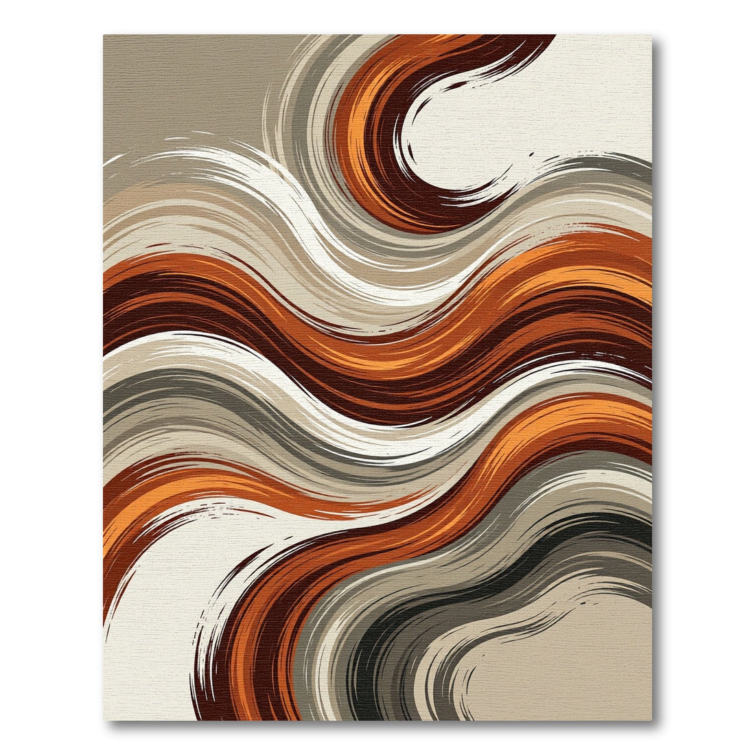 Earthy Abstract Wavy Linear Swirl Rug
