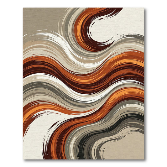 Earthy Abstract Wavy Linear Swirl Rug