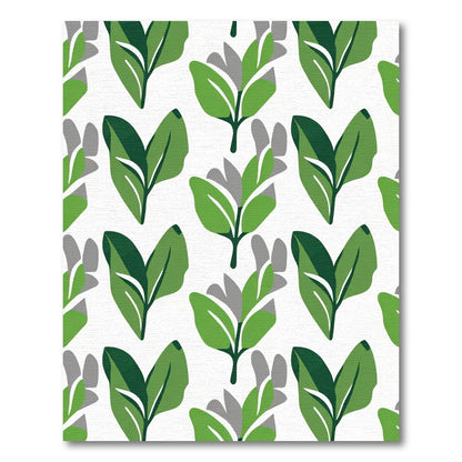 Vibrant Green Leafy Branch Pattern Rug