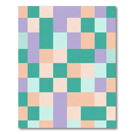 Pastel Geometric Checkered Patchwork Rug