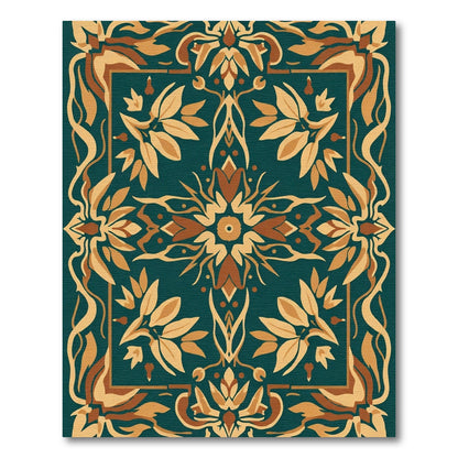 Teal Amber Floral Medallion Arabesque Rug