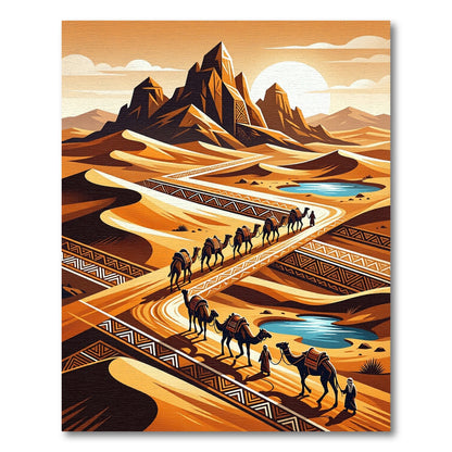 Golden Desert Canyon Geo Path Rug