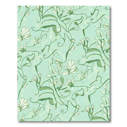 Light Green Floral Vine Swirl Rug