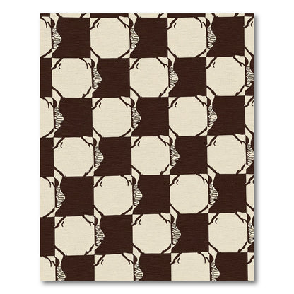 Brown Beige Profile Checkerboard Rug