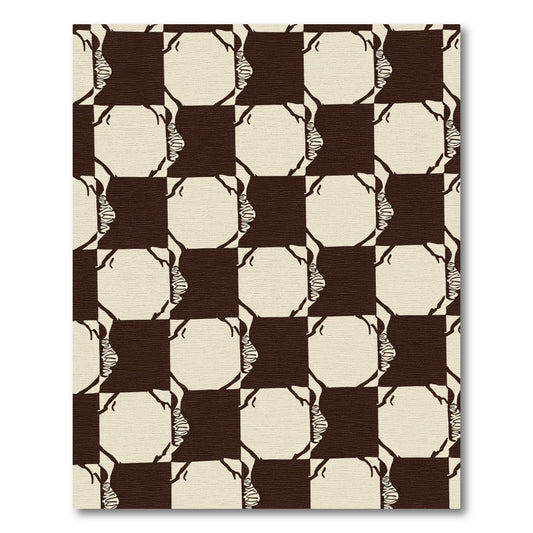Brown Beige Profile Checkerboard Rug