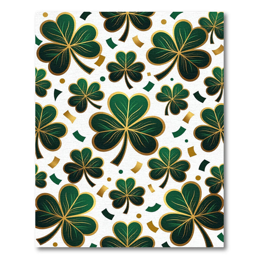 Elegant Gold and Emerald Shamrock Rug