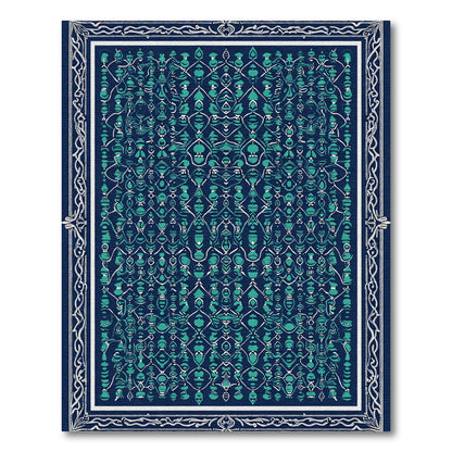 Deep Teal Intricate Lattice Rug