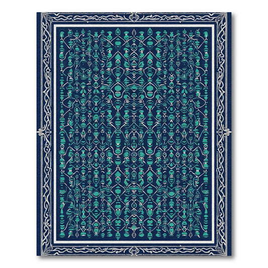 Deep Teal Intricate Lattice Rug
