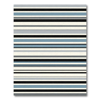 Cool Blue Gray Charcoal Stripe Rug