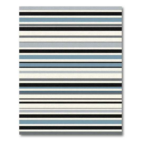 Cool Blue Gray Charcoal Stripe Rug