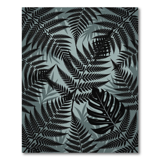 Monstera Fern Forest Silhouette Rug