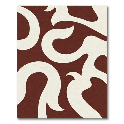 Crimson White Abstract Swirl Rug