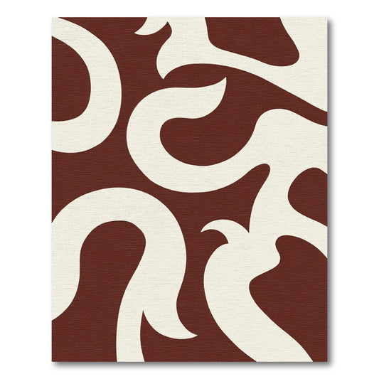 Crimson White Abstract Swirl Rug