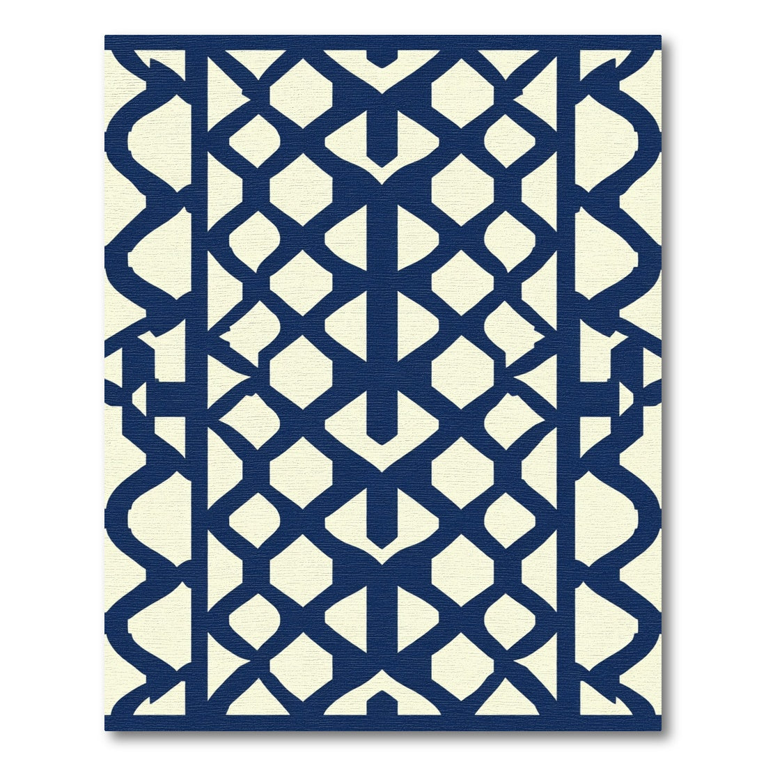 Midnight Blue Geometric Lattice Rug