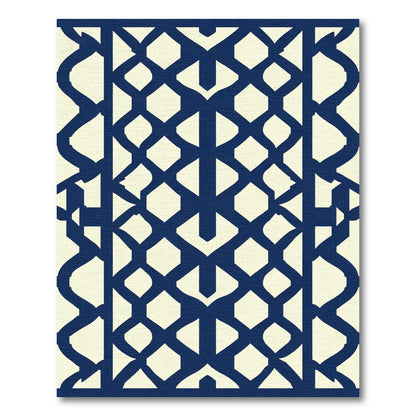 Midnight Blue Geometric Lattice Rug