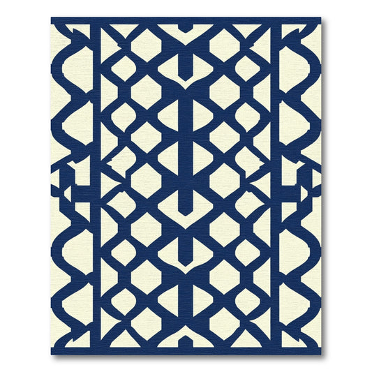 Midnight Blue Geometric Lattice Rug
