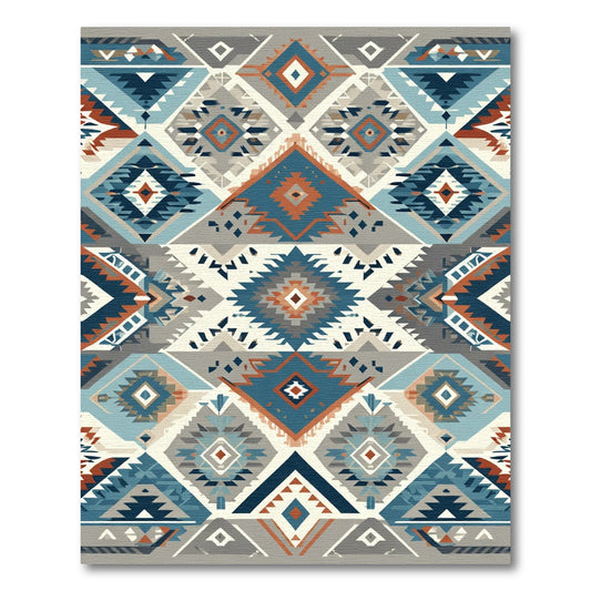 Native American Geometric Diamond Collage Rug