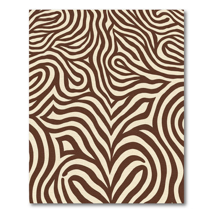 Brown Cream Abstract Swirl Rug