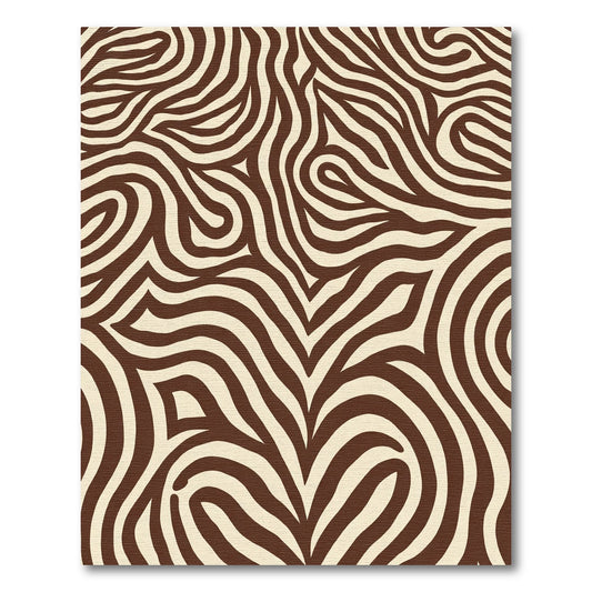 Brown Cream Abstract Swirl Rug