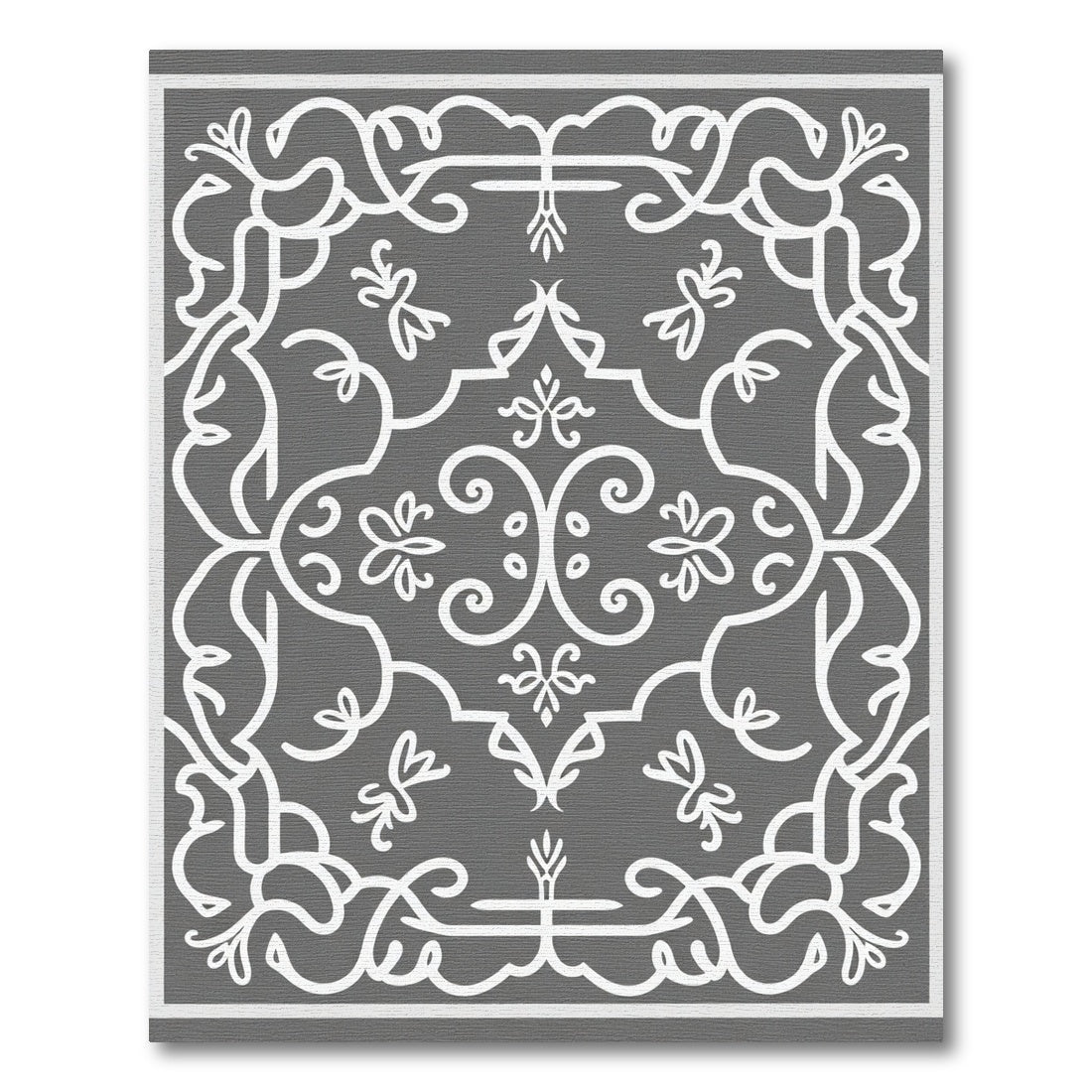 White Flourish Filigree Scrollwork Rug