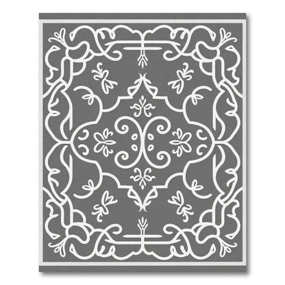 White Flourish Filigree Scrollwork Rug