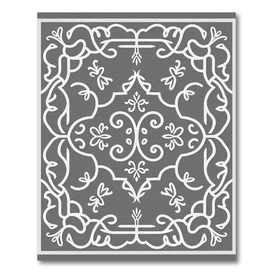 White Flourish Filigree Scrollwork Rug