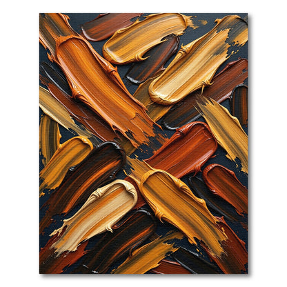 Abstract Golden Brown Oil Stroke Rug