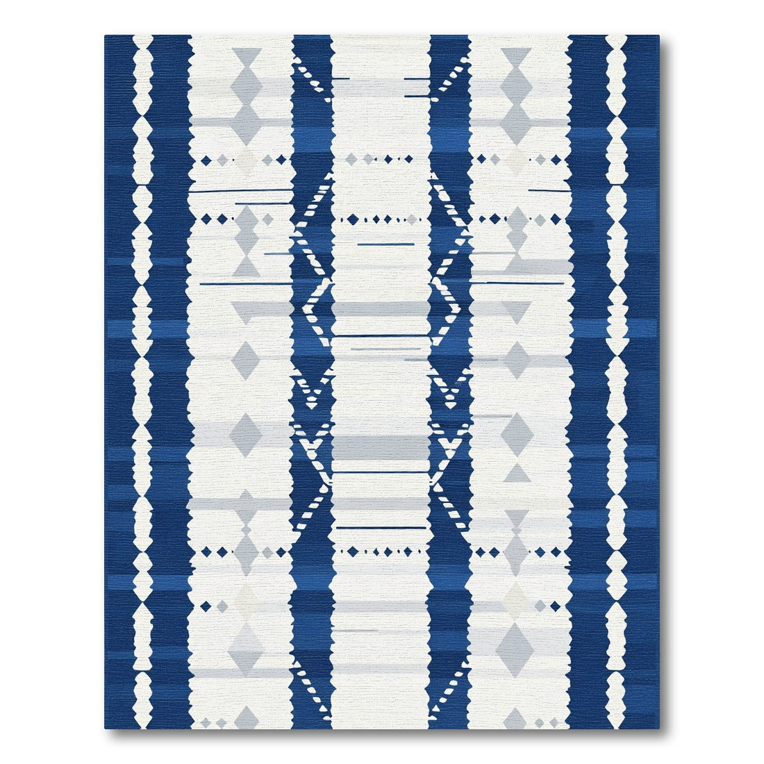 Symmetrical Blue Diamond Geometric Stripe Rug