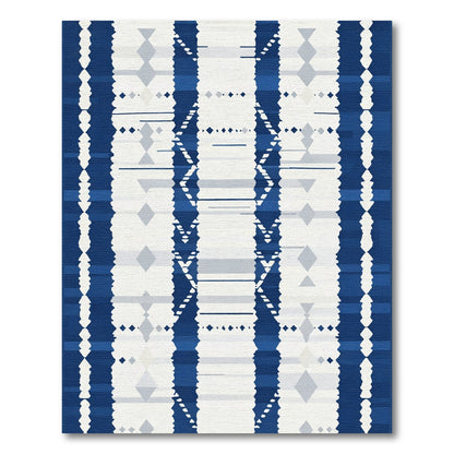 Symmetrical Blue Diamond Geometric Stripe Rug