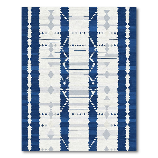 Symmetrical Blue Diamond Geometric Stripe Rug