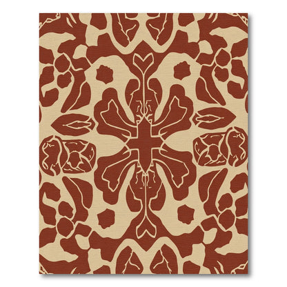 Terracotta Ochre Symmetrical Floral Medallion Rug