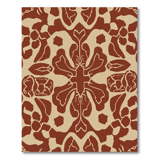 Terracotta Ochre Symmetrical Floral Medallion Rug