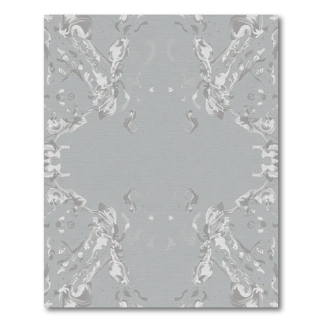 Silver Rococo Floral Medallion Rug